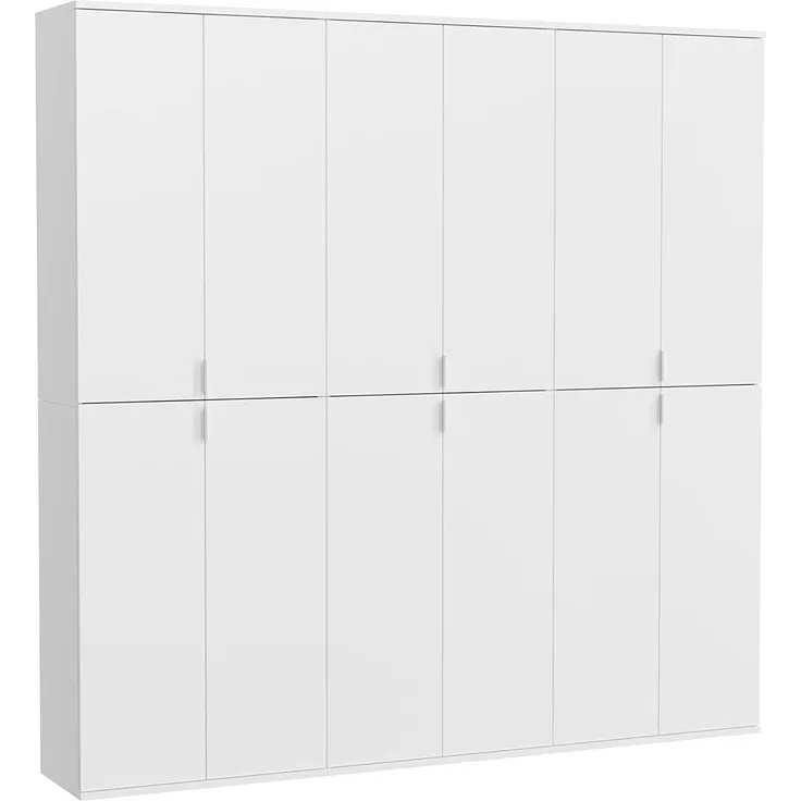Garderobenschrank >Paterson< in weiß/weiß hochglanz - 183x193x34cm (BxHxT)