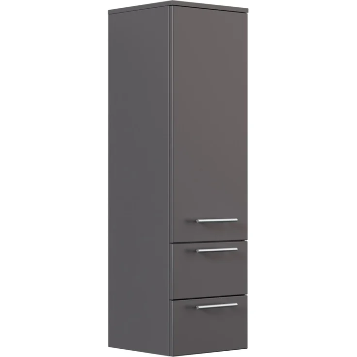 Hochschrank 120 cm anthrazit mit Glaseinlagen : Anthrazit – Bild 1