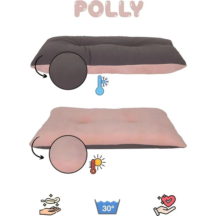 Paws & Whiskers 'Polly Dog 60 x 88 - Pink' Haustierbett, Rosa / Anthrazit, 88 x 60 x 12 cm – Bild 3