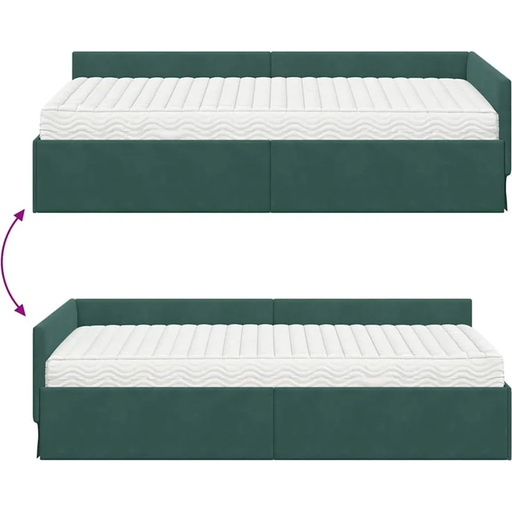 vidaXL Eckbettgestell mit Matratze Sonstiges 2 pcs Grün Samt 3393626 – Bild 12