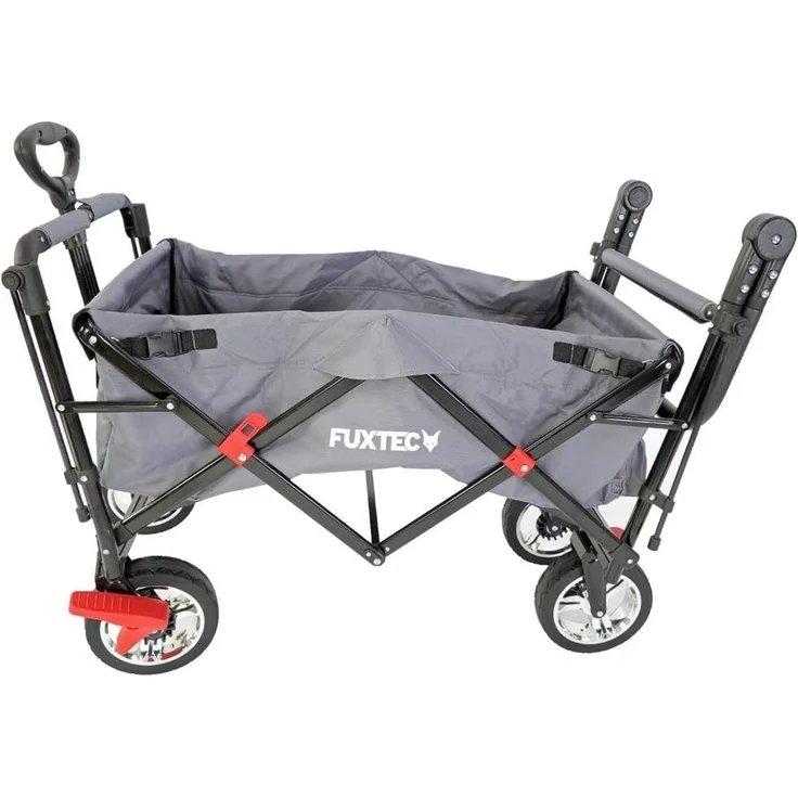 FUXTEC 'FX-CT700' Bollerwagen in Grau, inkl. Feststellbremse, Sonnendach, Zugstange, höhenverstellbarer Griff und gepolsterte Bodeneinlage – Bild 6