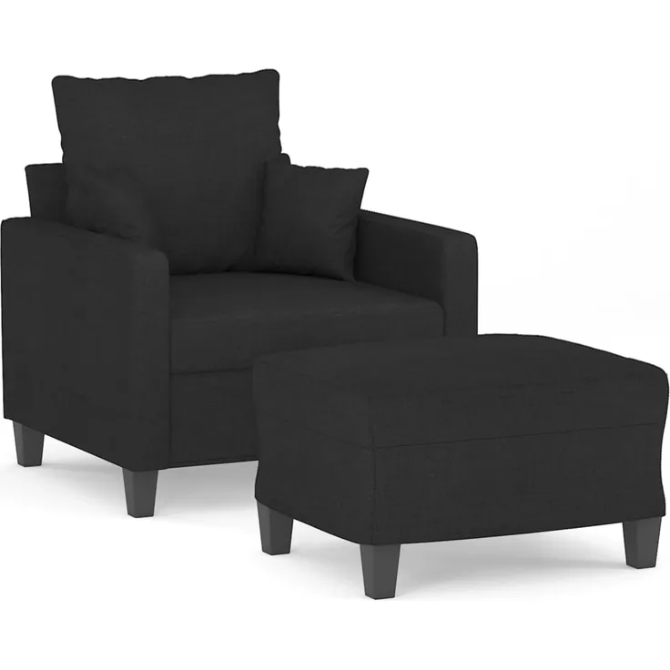 vidaXL Sessel mit Hocker Schwarz 60 cm Stoff 3201085