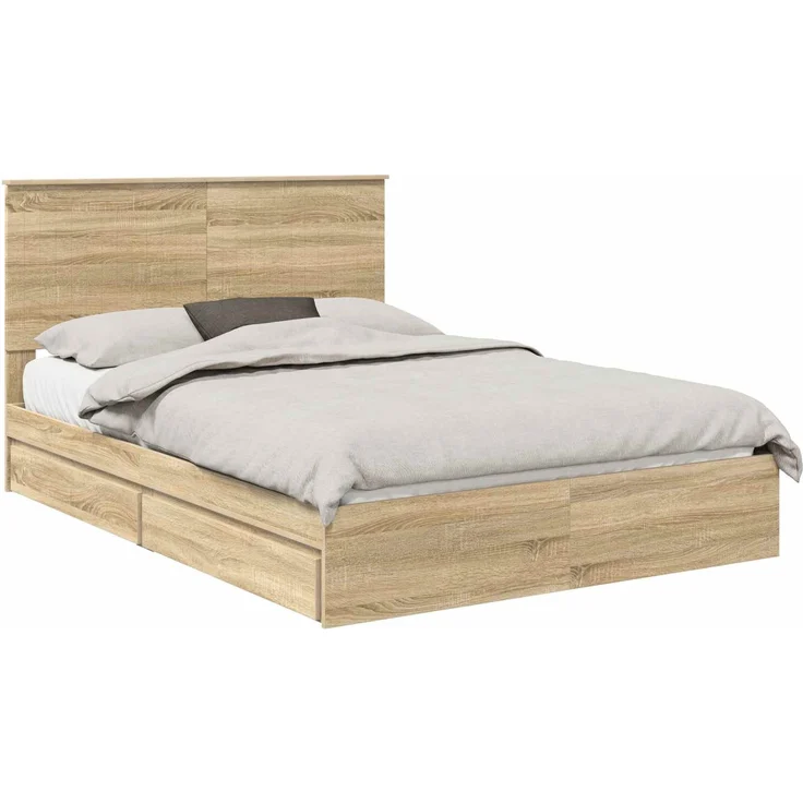 vidaXL Aufbewahrungsbett Sonoma-Eiche 140 x 190 cm Holzwerkstoff 3411210 – Bild 1