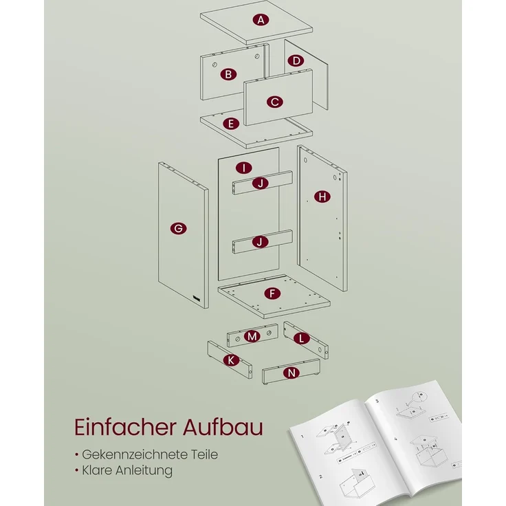 Vasagle Nachttisch (2-St), schmal, Beistelltisch mit 2 Schubladen, offenes Fach – Bild 7