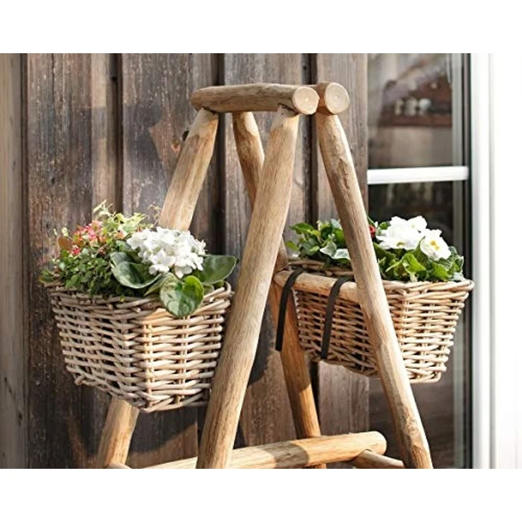 Rattan Pflanzkasten "Koboo Grey" klein, grau, Balkonkasten mit Halterung, Blumenkasten für Draußen, Pflanzgefäß – Bild 7