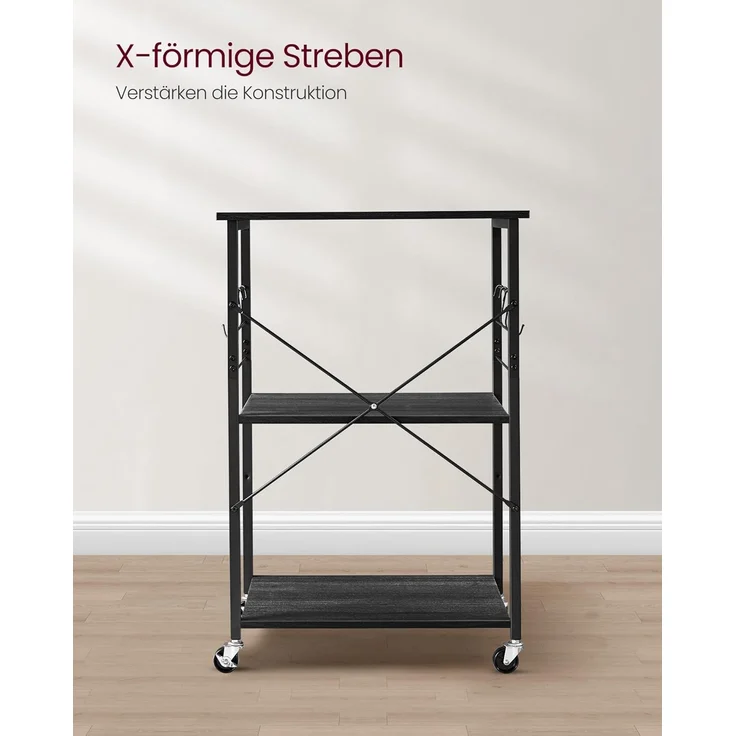 Songmics 'Vasagle' Servierwagen mit 3 Regalböden, Metall, ebenholzfarben-schwarz, 40 x 60 x 89 cm – Bild 9