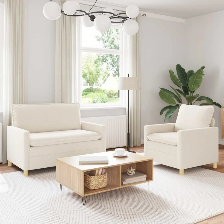 vidaXL Sofa Set 2 stk. Creme Stoff 3417036 – Bild 1