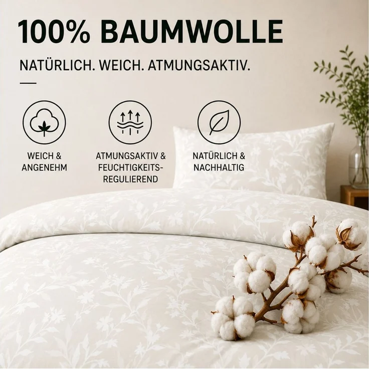 Malika Bettwäsche 135x200 + 80x80 cm atmungsaktiver Bettbezug, moderne Designs, Baumwolle, 2 teilig, pflegeleicht, hautfreundlich, angenehm weicher Stoff – Bild 4