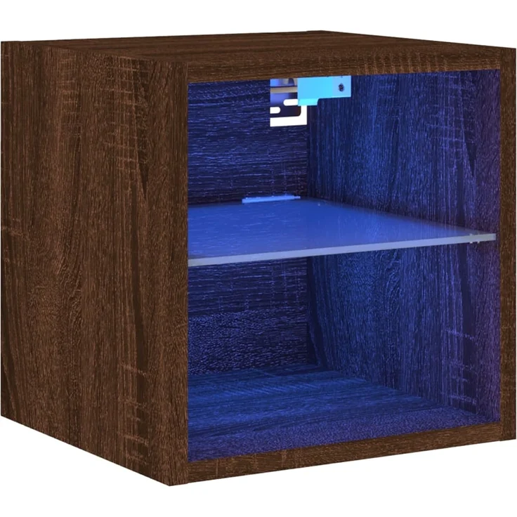 TV-Wandschrank, Fernsehschrank mit LED-Leuchten Braun Eichen-Optik 30 x 28,5 x 30 cm – Bild 2