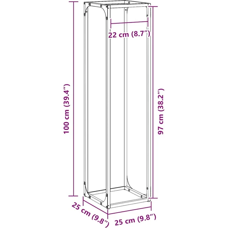 vidaXL Brennholzregal Weiß 25x25x100 cm Kaltgewalzter Stahl 864268 – Bild 12