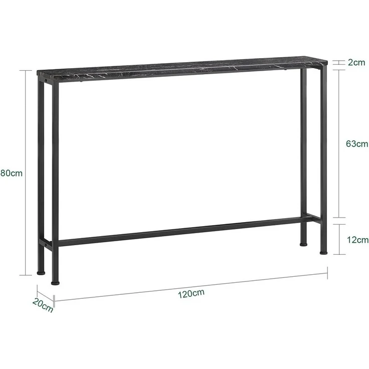 SoBuy FSB19-XL-SCH Konsolentisch Flur, Metall, PVC-Beschichtung, Schwarz, 120 x 80 x 20 cm – Bild 3