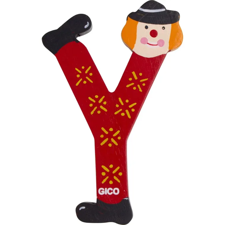 Holzbuchstaben Name Kinderzimmer groß Deko für die Tür, lustige Clowns, A-Z, Höhe ca. 9 cm, Holz Buchstabe 7361 (Y)