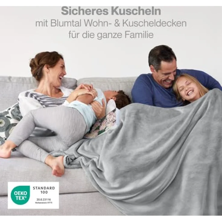 Blumtal Kuscheldecke aus Fleece - hochwertige Decke, Oeko-TEX® Zertifiziert in 220x240 cm, Kuscheldecke flauschig als Sofadecke, Tagesdecke oder Winterdecke, Grau – Bild 3