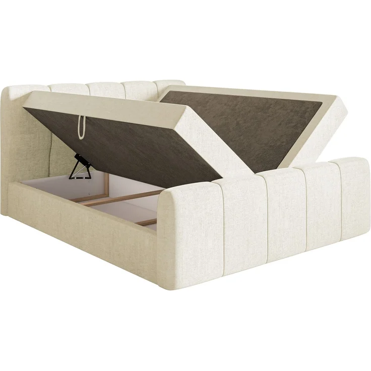 Selsey 'Cloudy II' Boxspringbett mit Bettkästen und Topper Chenille Creme, 160x200 cm – Bild 4