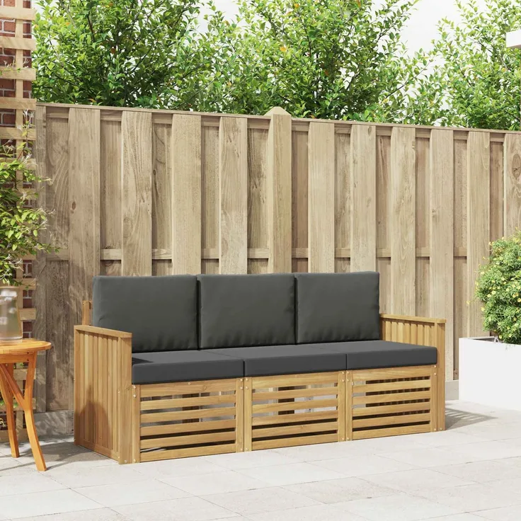 vidaXL Outdoor-Sofagarnitur 3 stk. 3-Sitzer Weiß und Anthrazit 3391312