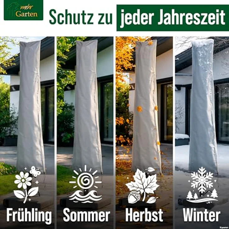 mehr Garten Sonnenschirm-Schutzhülle Premium, wasserdichte Abdeckhaube 240 (H) x 35/60 (B) cm, UV- und frostbeständig – Bild 6