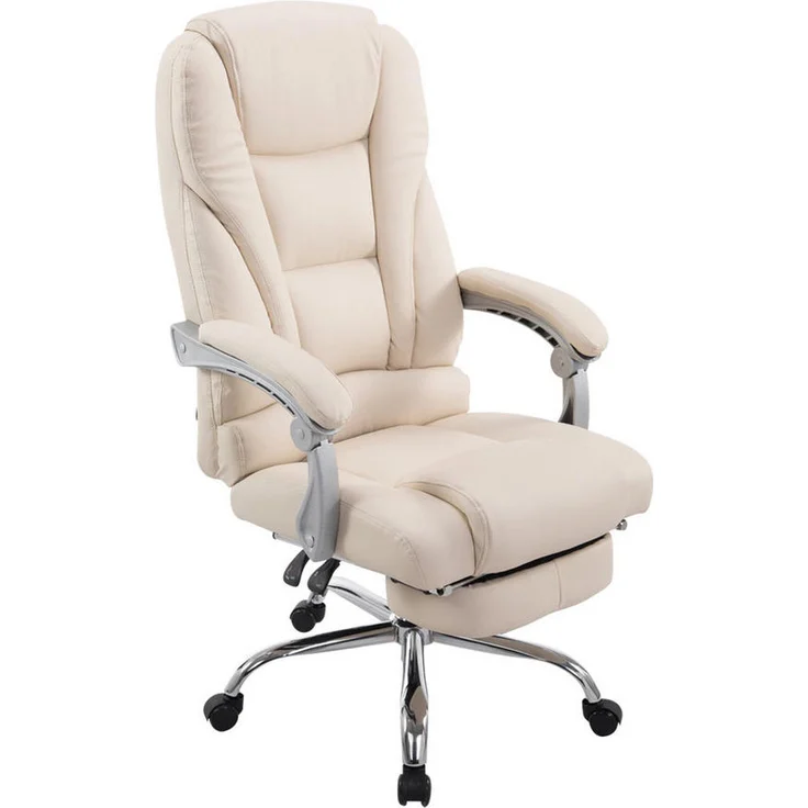 TPFLiving Bürostuhl Pacira, Creme, höhenverstellbar, drehbar, Kunstlederbezug, 68x127x64 cm, bis 150 kg belastbar