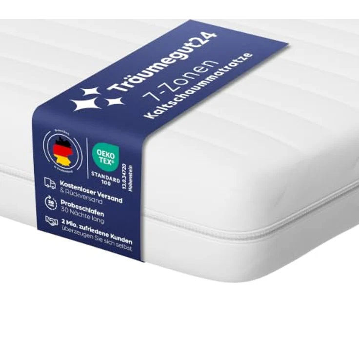 Träumegut24 AquaFlex 7-Zonen Kaltschaummatratze 80x200cm, 22cm, H2 | Ergonomisch, Bezug abnehmbar & waschbar, Hypoallergen & Antibakteriell, OEKO-TEX Standard 100 – Bild 1