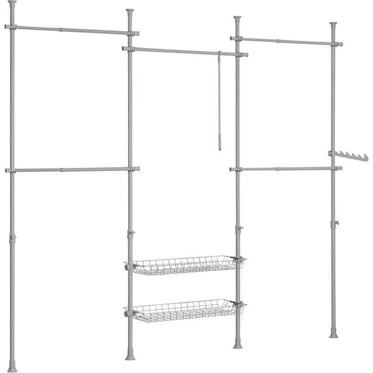 SoBuy KLS04-HG Garderobenständer, Metall, Pulverbeschichtung, Grau, 62 x 200 x 75 cm