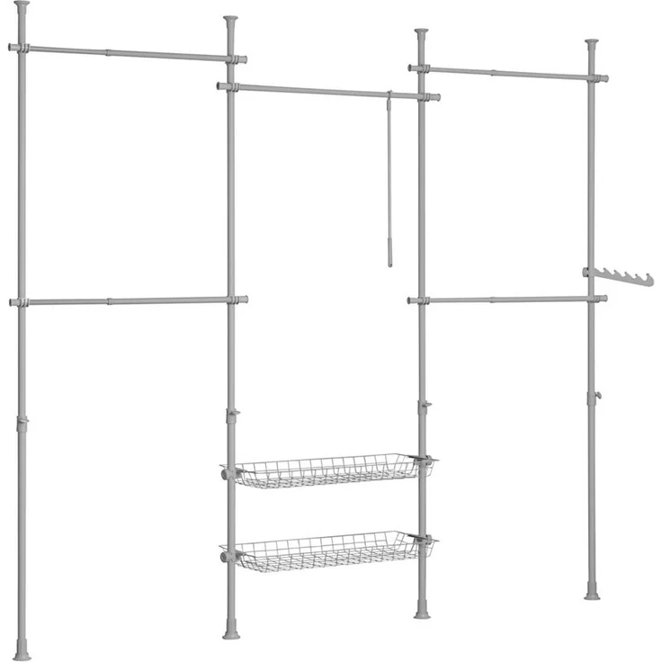 SoBuy KLS04-HG Garderobenständer, Metall, Pulverbeschichtung, Grau, 62 x 200 x 75 cm – Bild 1