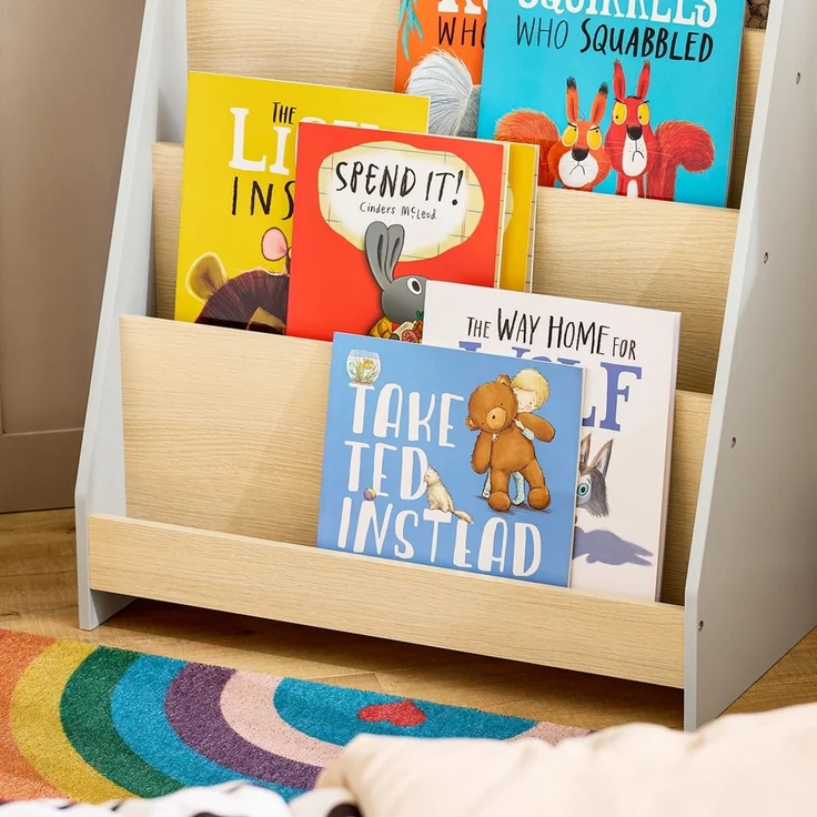 SoBuy KMB106-HG Kinderregal, MDF, Lackiert, Helle Eiche, 61 x 71 x 30 cm – Bild 5