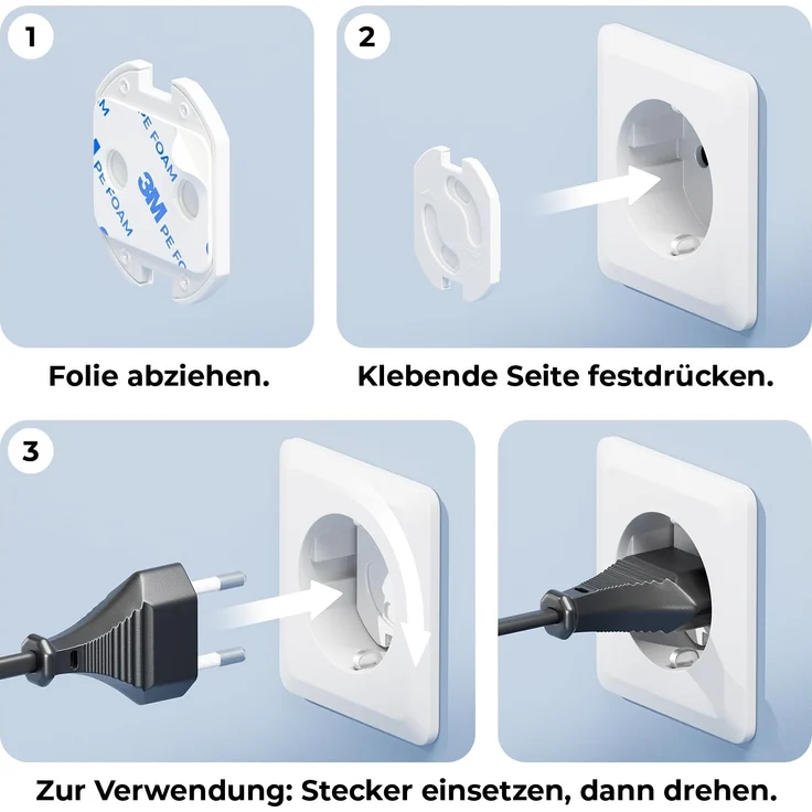deleyCON 20x Kindersicherung für Steckdosen und Steckdosenleisten mit Drehmechanik Kinderschutz Steckdosenschutz Steckdosensicherung Baby Kleinkinder – Bild 2