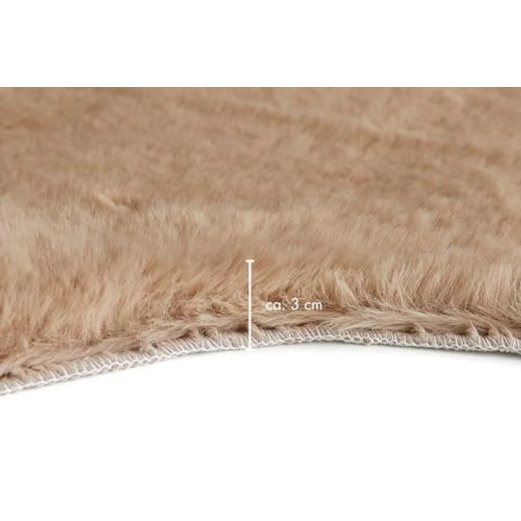 -LUXOR- living Fellteppich Coste gemütlicher weicher Hochflor Kunstfell Teppich 55 x 80 cm Taupe – Bild 7