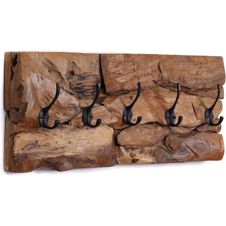 CREEDWOOD Wandgarderobe NATUR WANDGARDEROBE "MARA", 5 Haken, Treibholz, Garderobenpaneel