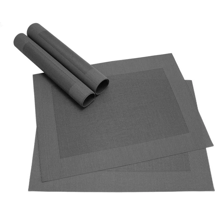 matches21 HOME & HOBBY Platzset Tischset BORDA 4er Schwarz Tischunterlage als Tischdeko, (4-St), modernes Esstisch Platzdeckchen als abwaschbarer Tischuntersetzer