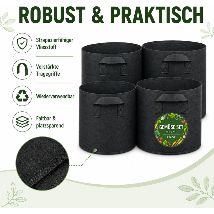 Pflanzsäcke Set Schwarz – Bild 4