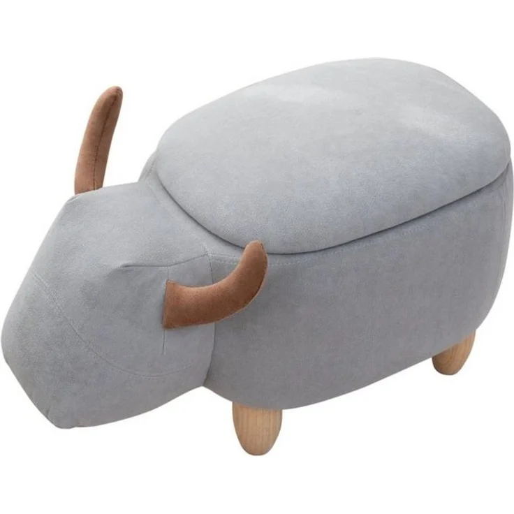 SVITA Kinderhocker Tierhocker, mit Stauraum, Sitzhocker, Sitztruhe, Stier Grau – Bild 2