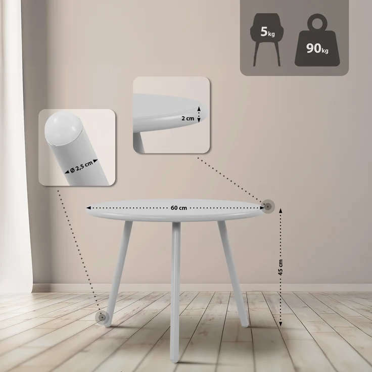 CLP 2er Sitzgruppe Mindin Set 1 Tisch 2 Stapelstühle wetterfest UV-beständig,hellgrau – Bild 3