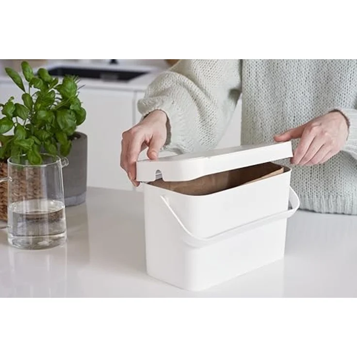 smartstore Bio-Abfallbehälter Collect Biowaste 5 L weiß Bioabfallbehälter Eimer mit Griff und Haltering - 1 Stück (320110) – Bild 6