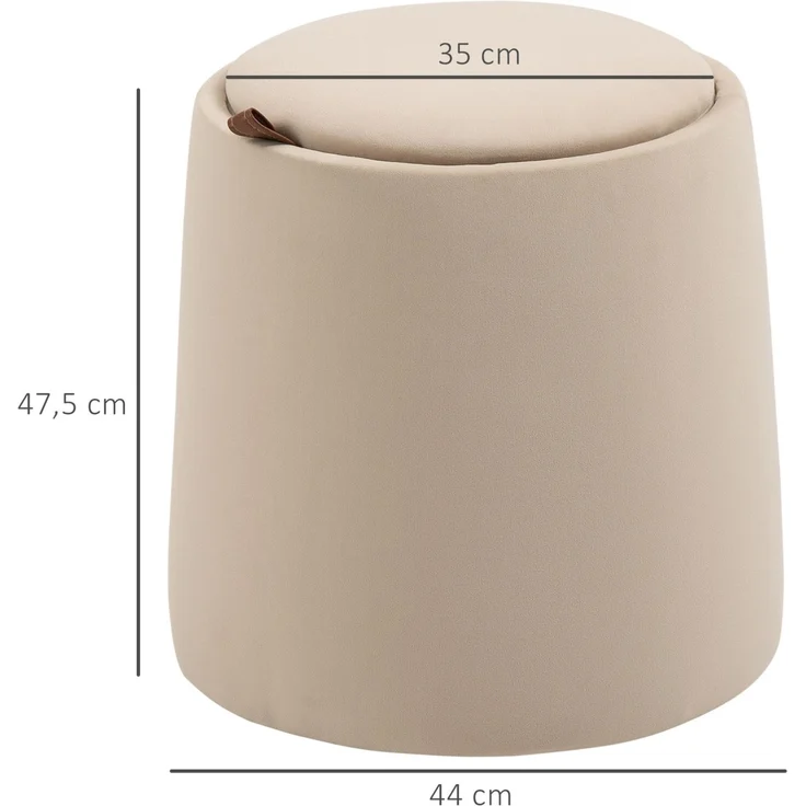 DESVIAE Hocker mit Stauraum und Wendedeckel 44x47,5x44 cm Polyester Beige – Bild 7