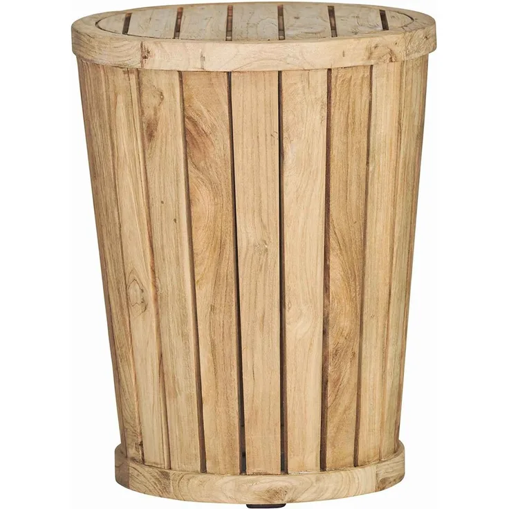 Beistelltisch Circus aus recyceltem Teakholz, rund, massiv, Natur, Ø 40 cm, für Outdoor