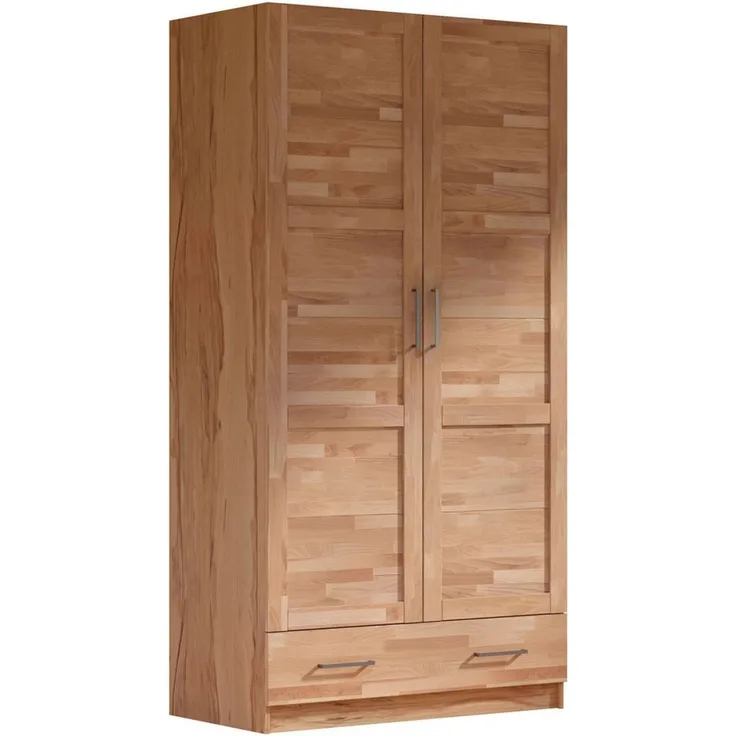 OTTO home Kleiderschrank Sabrina, 97x60x200cm, natürlicher Landhausstil teilmassiv, Buche oder Eiche, FSC-zertifiziert, Metallgriffe