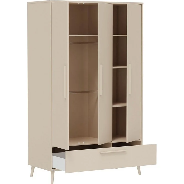 PAIDI Babymöbel-Set LITTLE FLO, 4-teiliges Kinderzimmer in Beige, hochwertiges Komplettset, (Spar-Set, 4-tlg, 120x200cm Bodenbett, Kleiderschrank 3-türig, Wickelkommode & Aufsatz), Jugendzimmer, Soft-Close, mitwachsendes Bett - 3-fach umbaubar – Bild 3
