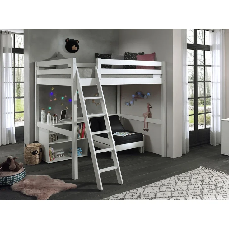 Hochbett Karolina 209x215x190 Kinderbett Massivholz+MDF Weiß – Bild 3