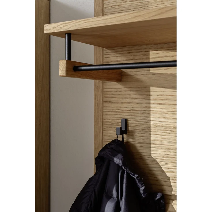 Garderobenpaneel >ARAYA< 5 Haken, Ablage, Eiche teilmassiv - 79x112x27 (BxHxT) – Bild 7