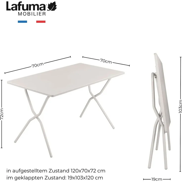 Lafuma Gartentisch Balkon Tisch BALCONY 120 x 70 Colorblock Seigle – Bild 3