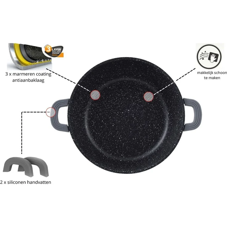 Tiefer Kochtopf mit Glasdeckel & Silikongriffe, ø32 cm - 15 L - Antihaft – Bild 7
