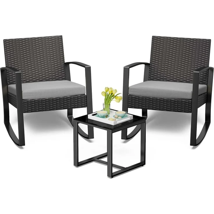 Bealife Gartenmöbel Set Balkon 2 Personen Outdoor Rattan Terrasse Pool – Bild 1