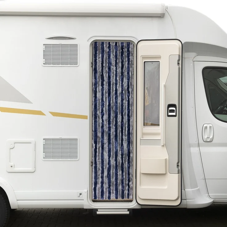 Moritz Flauschvorhang aus Chenille 56 x 185 cm blau grau Türvorhang als Fliegenschutz Insektenschutz für Camping Wohnwagen – Bild 8