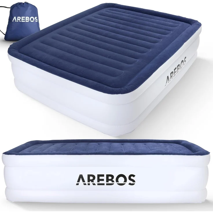 Arebos Luftbett, Selbstaufblasend mit Pumpe, Pumpe 2in1 Funktion: Inflation & Deflation, 203 x 152,5 x 51 cm – Bild 1