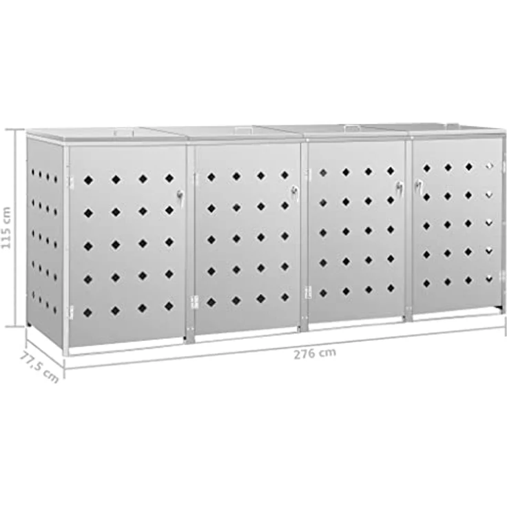 vidaXL Mülltonnenbox für 4 Tonnen 240 L Edelstahl 145382 – Bild 4