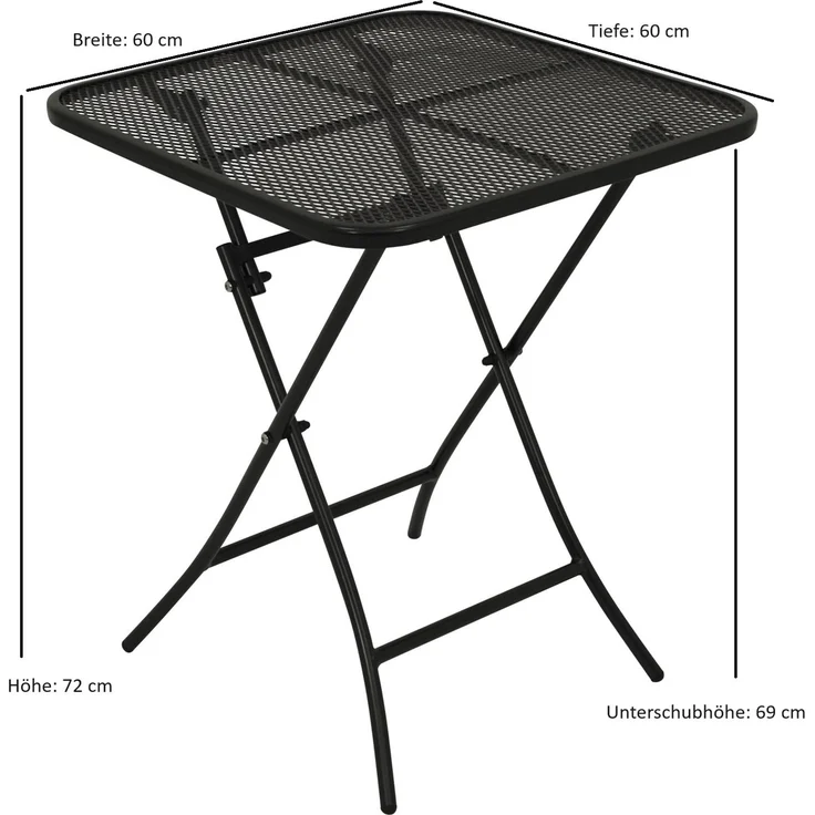 DEGAMO RIVO Klapptisch, Streckmetall, eisengrau, 60x60cm – Bild 5