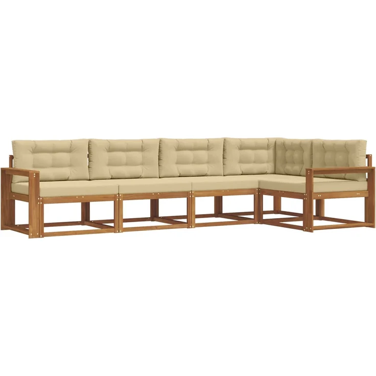 vidaXL Outdoor-Sofagarnitur 5 stk. 5-Sitzer Natur und Beige 3367586 – Bild 2