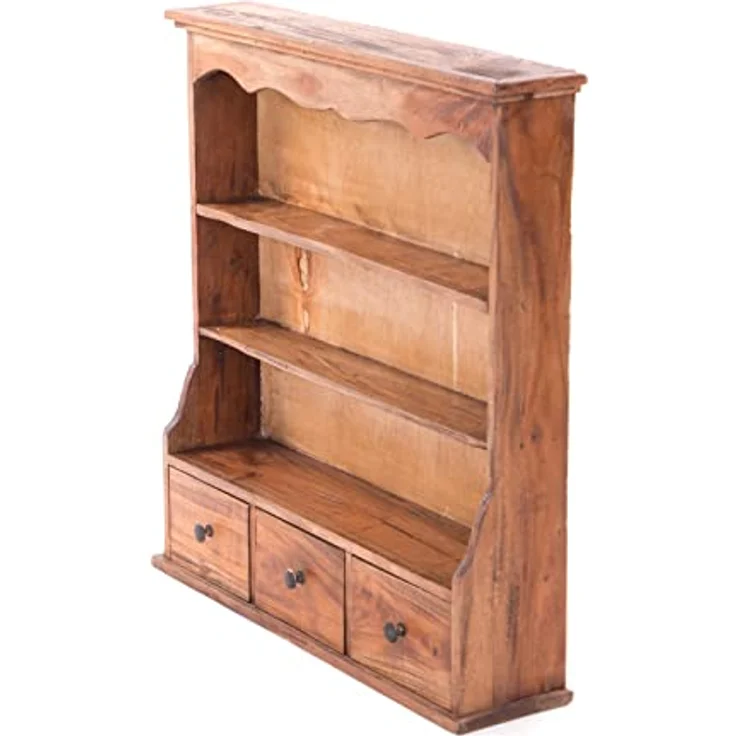 DESIGN DELIGHTS Wandregal Nelia, handgefertigt aus Holz, Natur, 62x67x15 cm, 3 Ablagemöglichkeiten, ideal für Wohnzimmer und Küche – Bild 5