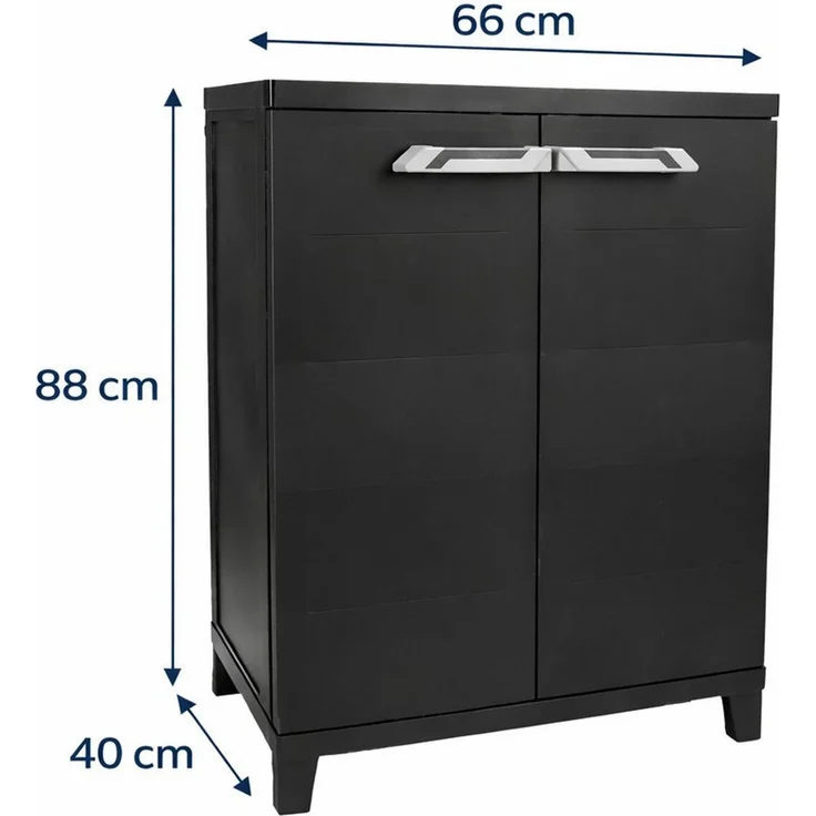 ONDIS24 Beistellschrank Kunststoffschrank Prime 88 x 66 x 40 cm schwarz abschließbar Kunststoffschrank Allzweckschrank mit 15kg Belastung pro Einlage – Bild 1
