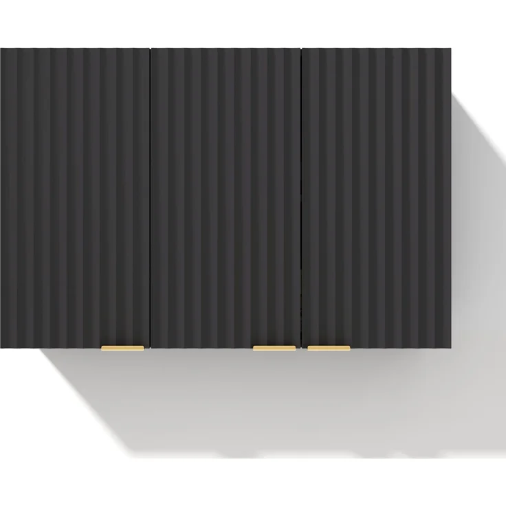 Küchen-Wandschrank 90 x 29 x 60 cm in Schwarz mit 3 Türen und strukturierten Fronten – Bild 7